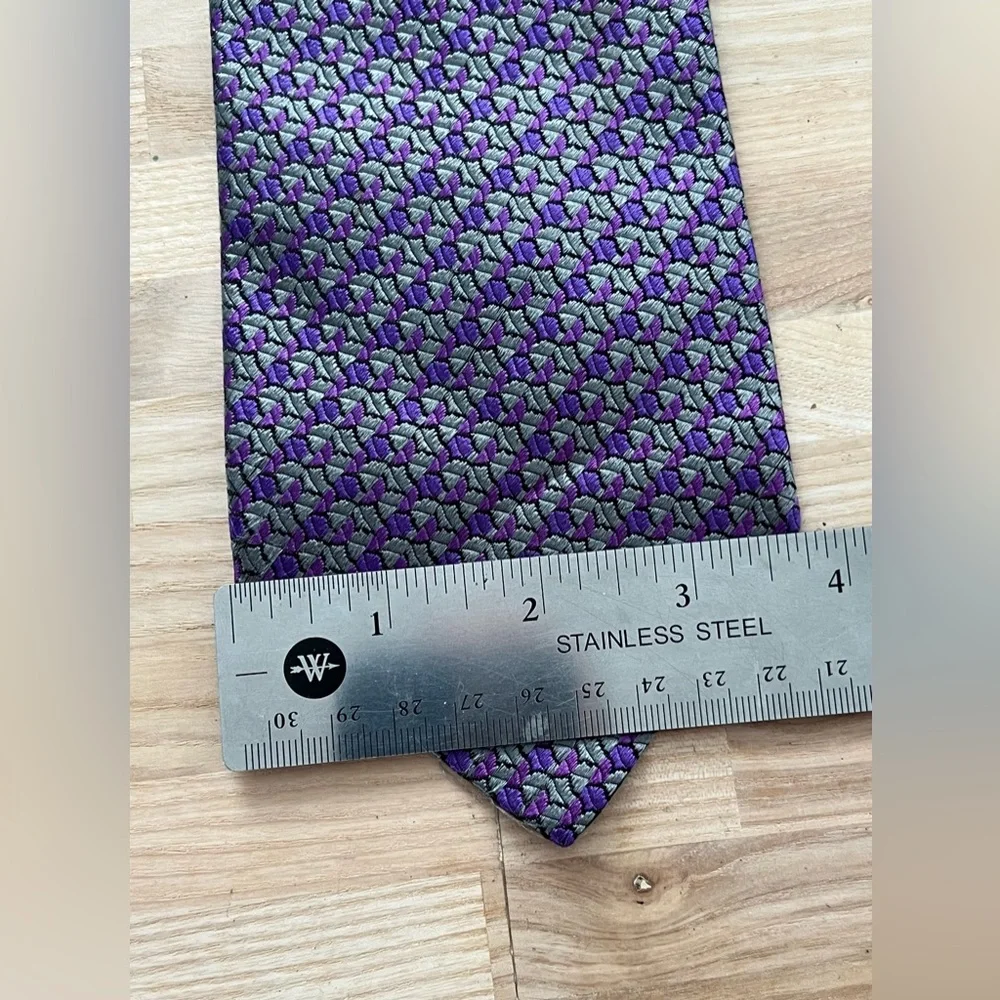 Charvet Designer 100% Silk Tie in a Beautiful Purple and Silver Color
